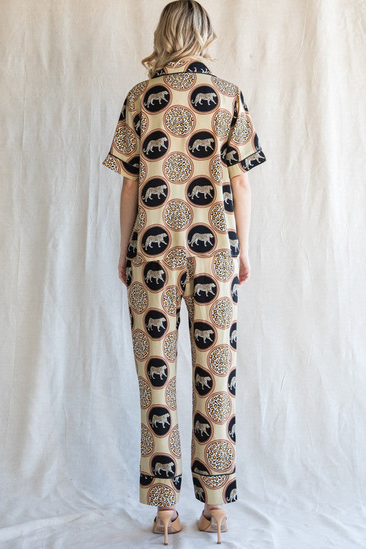 Satin Leopard Pajama Set