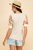 Romantic Seashell Floral Bubble Sleeve Top - Final Sale