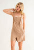 Linen Romper with Front Self-Tie Strap - Final Sale