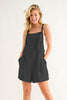 Linen Romper with Front Self-Tie Strap - Final Sale