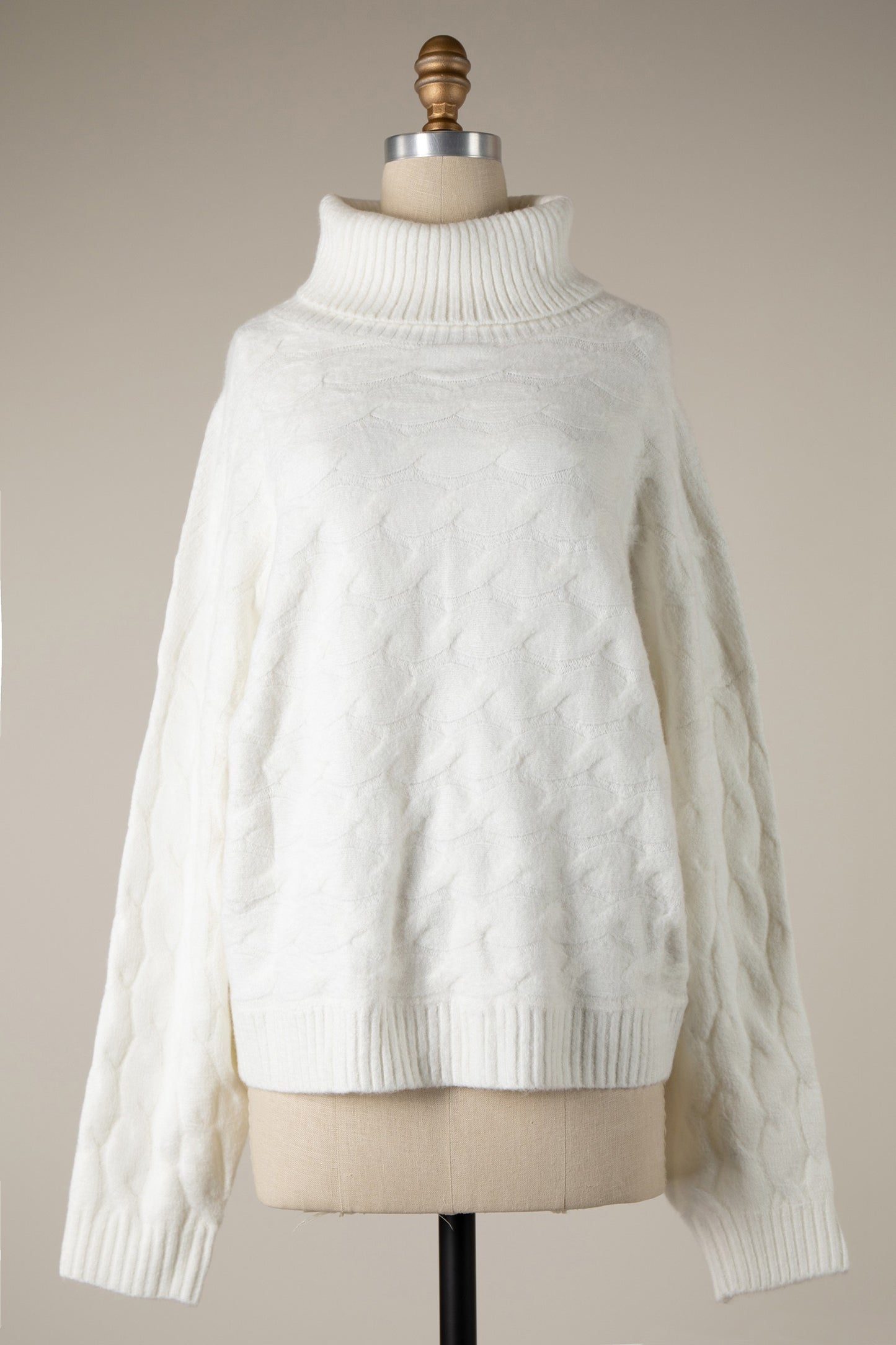 Braid Turtleneck Cropped Sweater