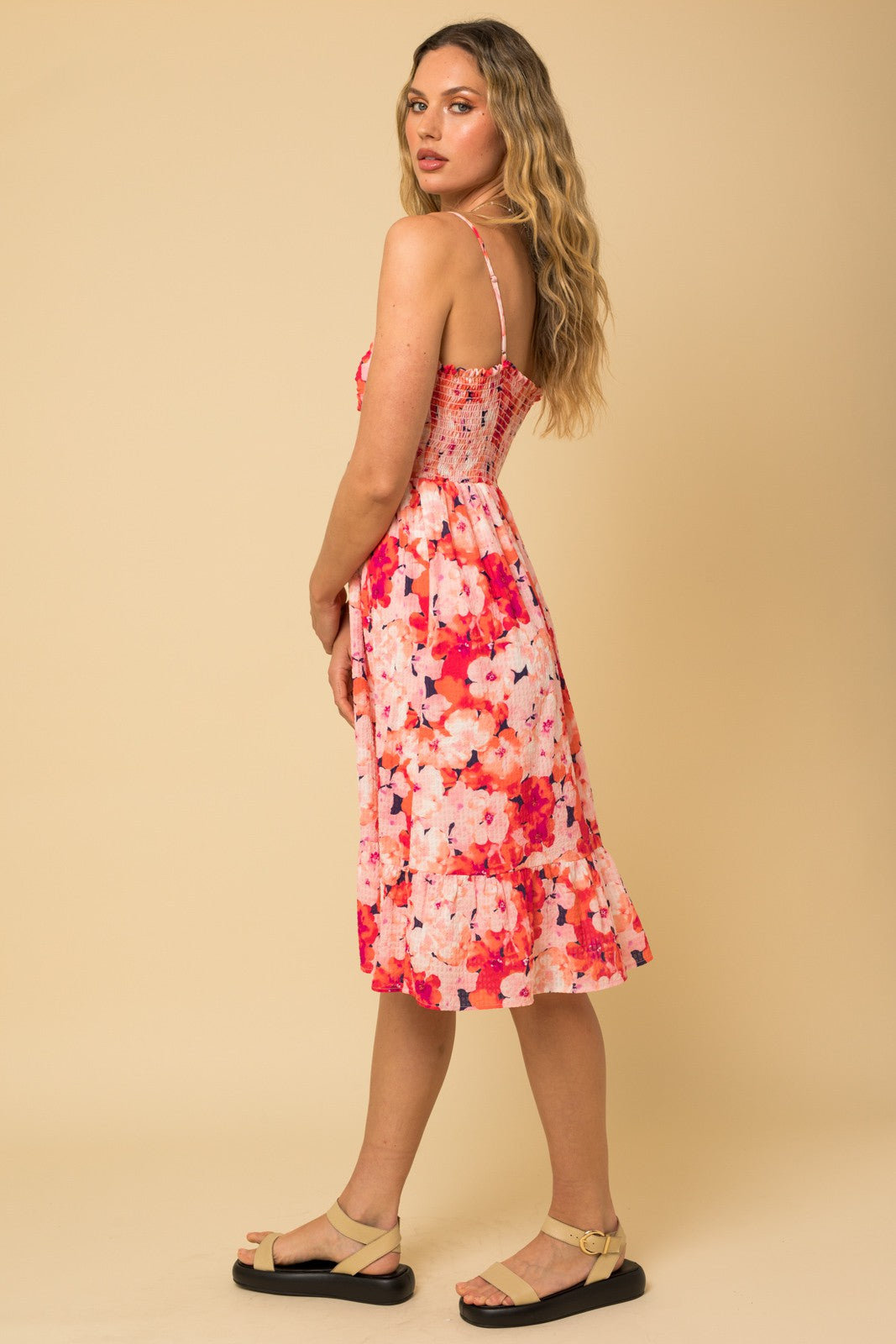 Blushing Floral Midi Summer Dress