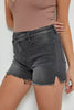 Black High Rise Cross Over Denim Shorts | MICA - Final Sale