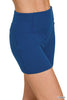 Brushed Microfiber Wide Waistband Biker Shorts | ZENANA DEAL