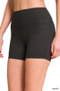 Brushed Microfiber Wide Waistband Biker Shorts | ZENANA DEAL