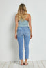 Light Wash Mid-Rise Cigarette Ankle Denim Jeans - MICA