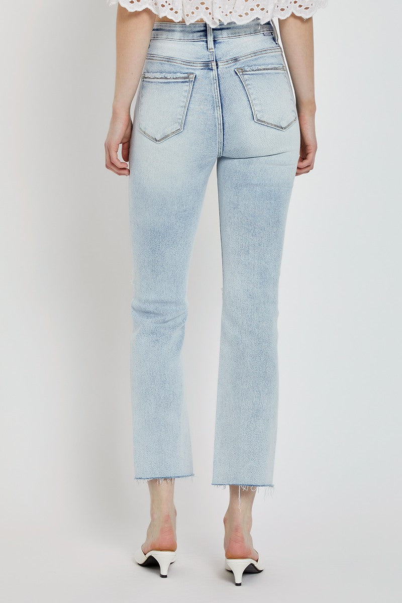 Acid Light High Rise Ankle Straight Denim Jeans | Risen