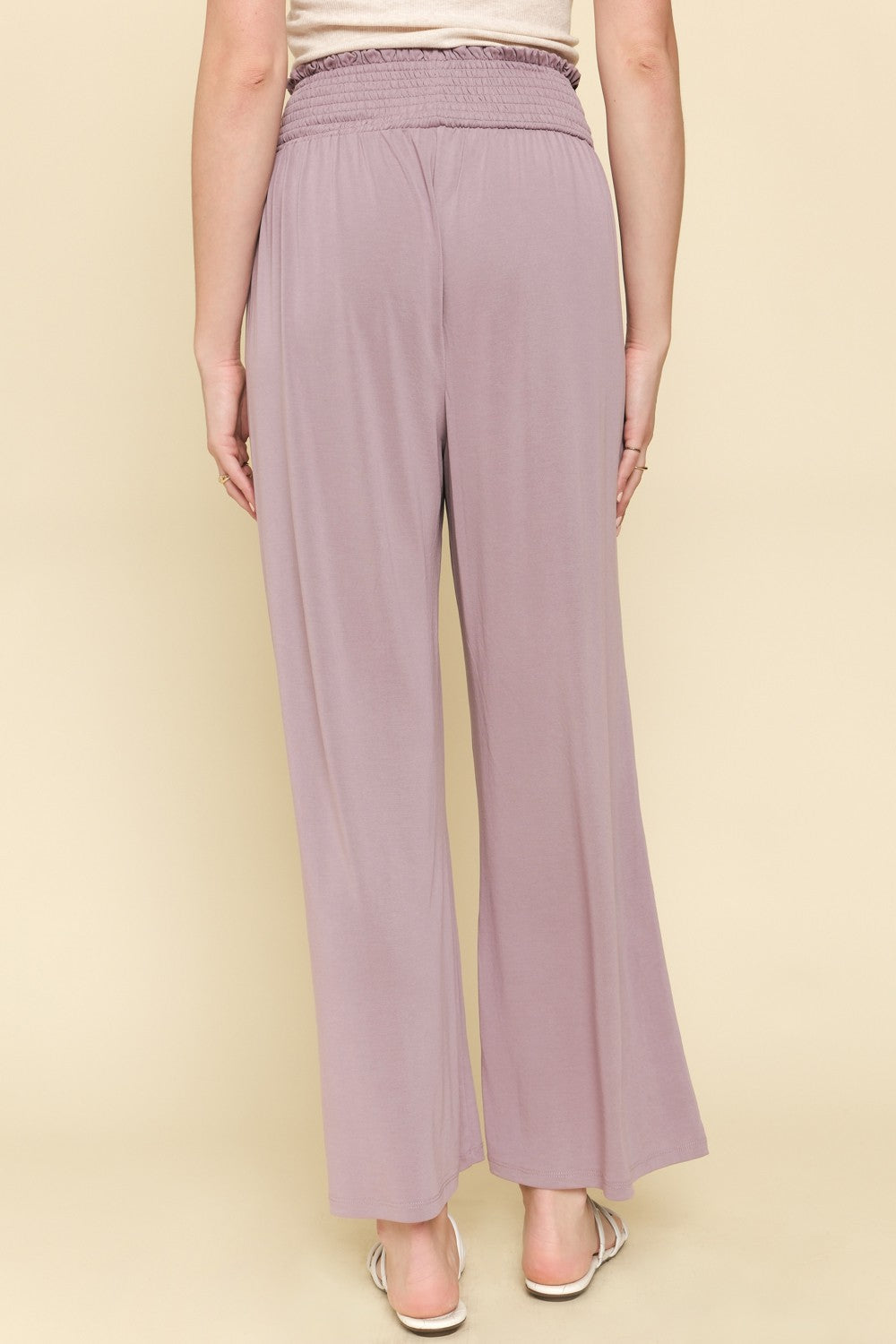 Grape Smocked Waist Modal Wide Pants | MYSTREE *30A JANUARY PREORDER