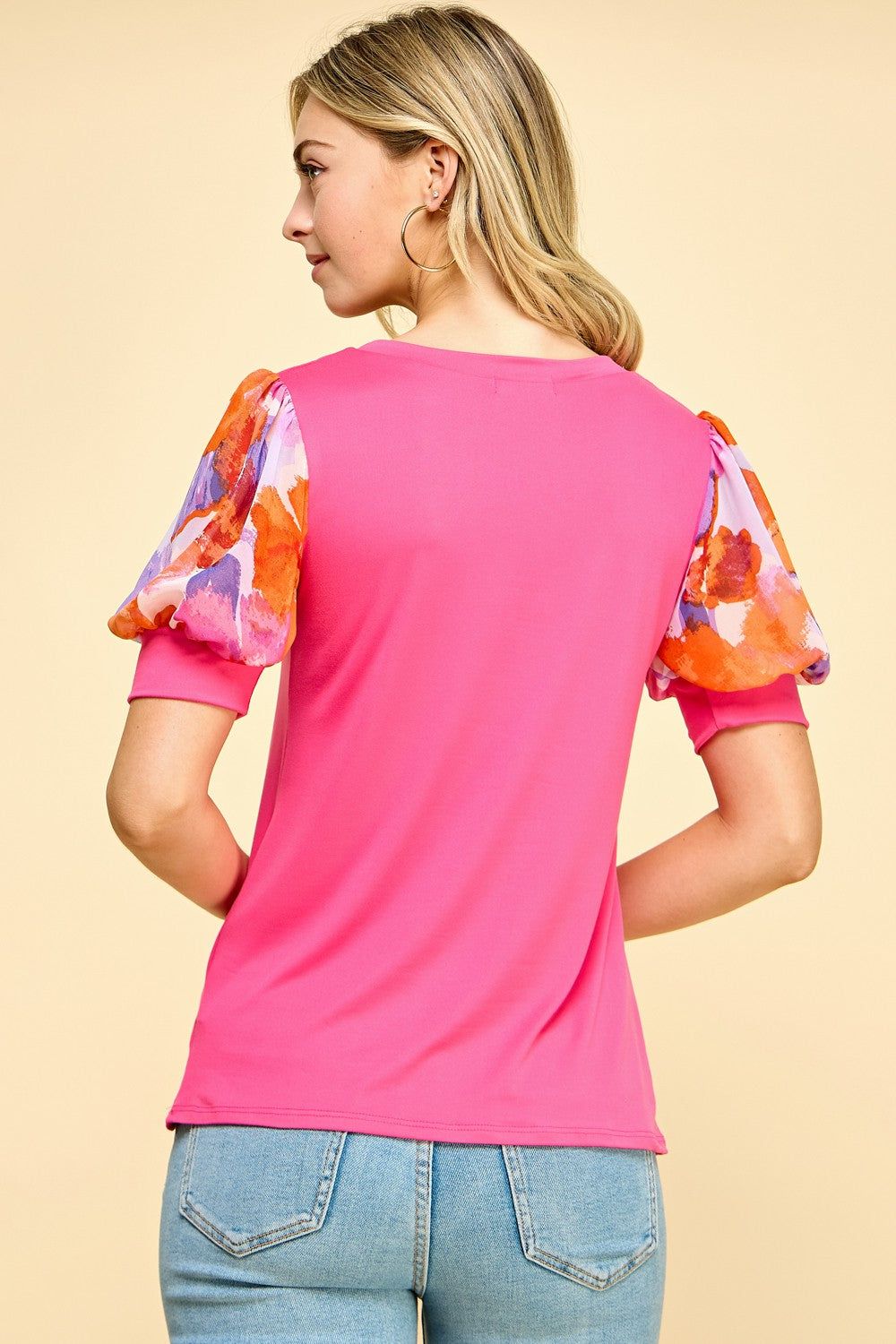 Romantic Pink Floral Sleeve Top - Final Sale