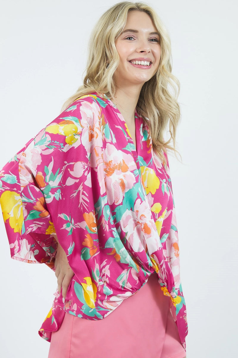 Fuchsia Surplice Kimono Blouse | FINAL SALE