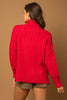 Red Textured Knit Pullover