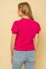 Fuchsia Puff Sleeve Knit Top