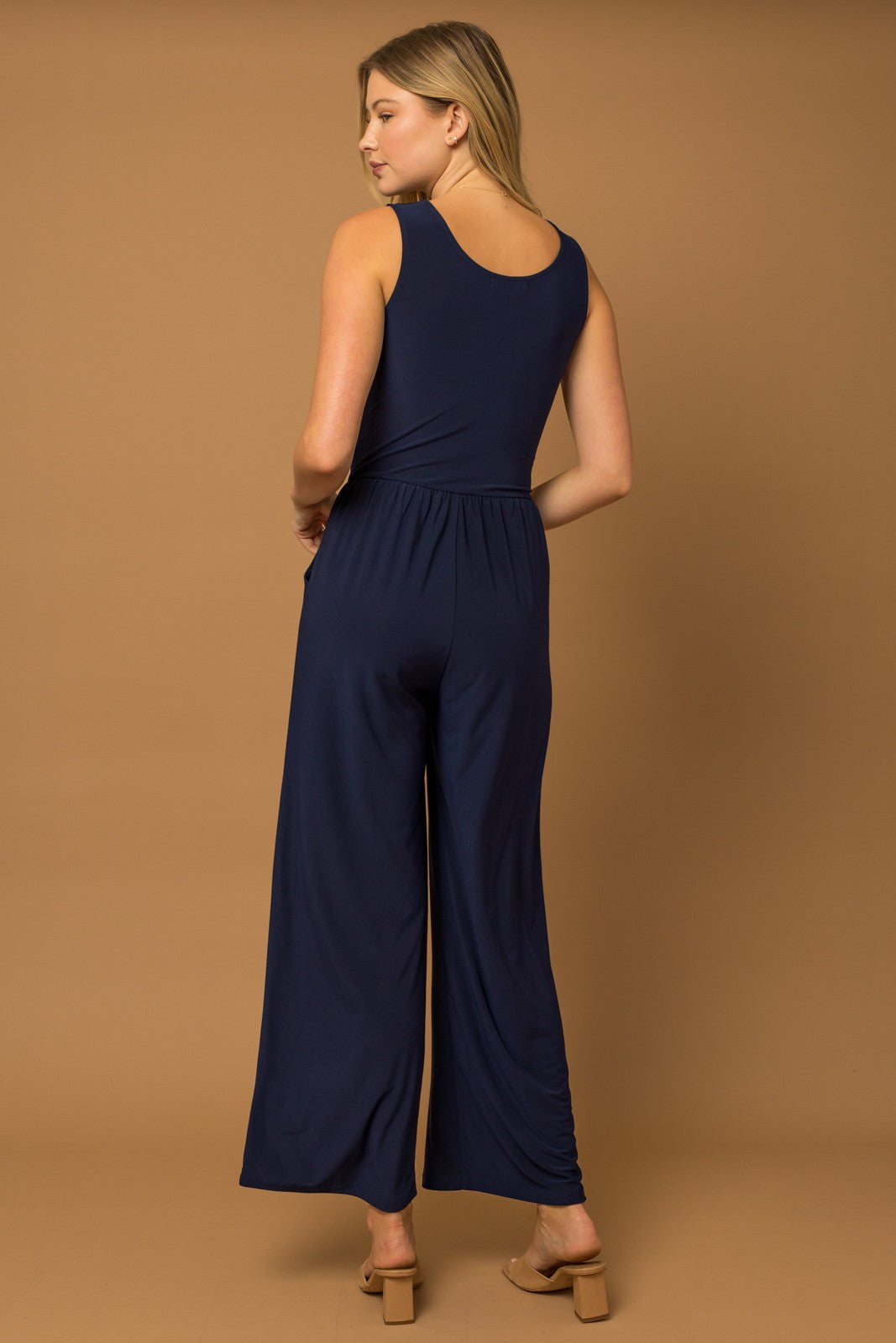 Navy V-Neck Jumpsuit