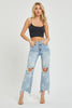 High Rise Star Printed Straight Crop Denim Jeans | RISEN  - Final Sale
