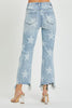 High Rise Star Printed Straight Crop Denim Jeans | RISEN  - Final Sale
