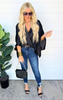 Black Oversized Surplice V-Neck Top