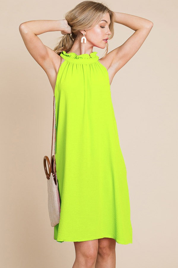 The Elena Halter Dress - Lime | FINAL SALE