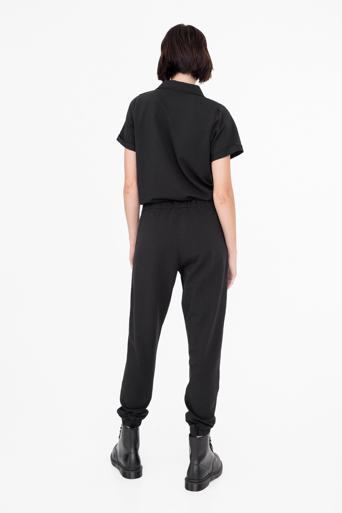 Half Zip Collared Jersey Jumpsuit