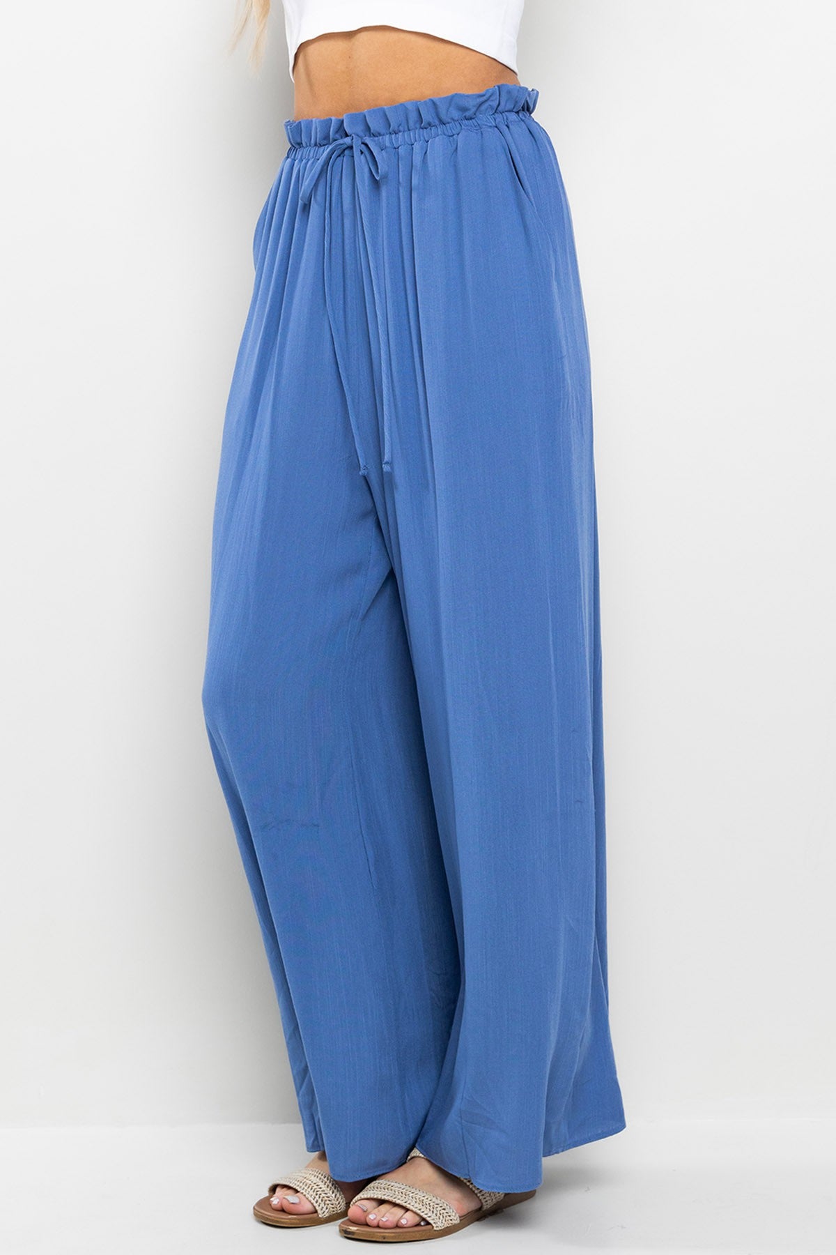 Beach Vacation Shirring Detail Wide Pants - Final Sale