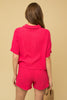 Fuchsia Short Sleeve Button Down Top | FINAL SALE