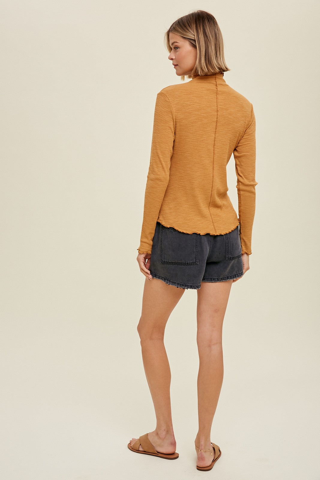 Ribbed Mock Neck Knit Top