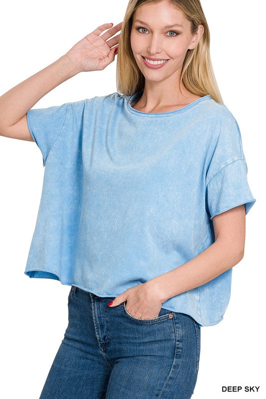 DEEP SKY Acid Wash Short Sleeve Crop Top