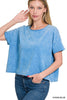 OCEAN BLUE Acid Wash Short Sleeve Crop Top