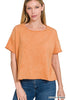 BUTTER ORANGE Acid Wash Short Sleeve Crop Top