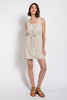 Frayed Hem Button Detail Drawstring Waist Dress - Final Sale