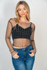 Long Sleeve Metallic Mesh Top