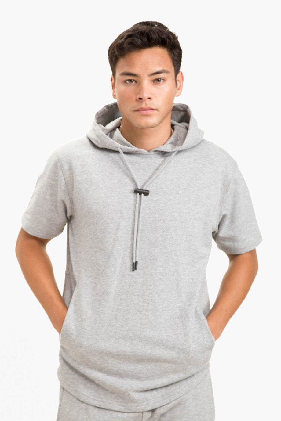 Men's Organic Cotton Curved Hem Hoodie Top | MONO B | BAD HABIT BOUTIQUE