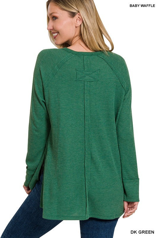 The Fall Favorite Melange Waffle Long Sleeve Top - Part 1 - Final Sale