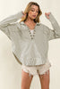 Ivory Stripe Half Button Pullover  * - BiBi