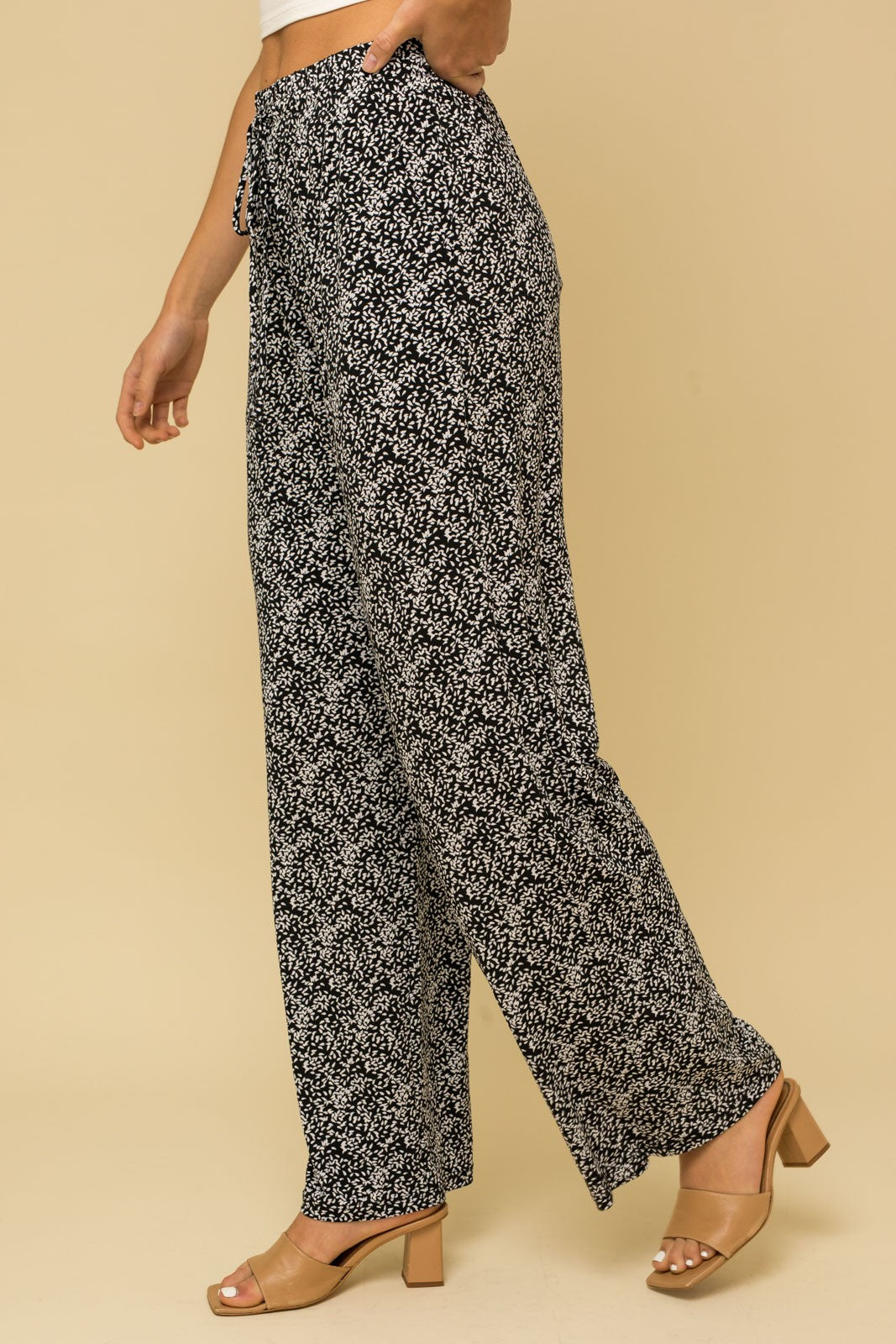 Black Abstract Drawstring Pants