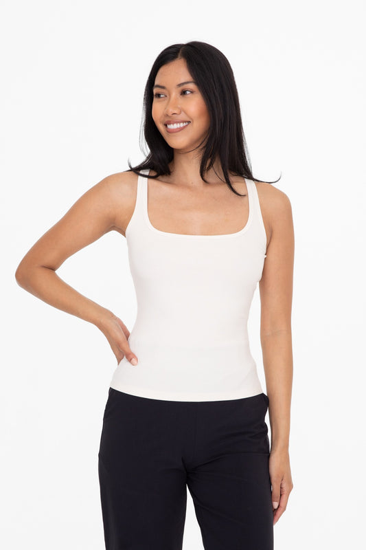 Square Neck Ribbed Tank Top | Mono B - Final Sale**