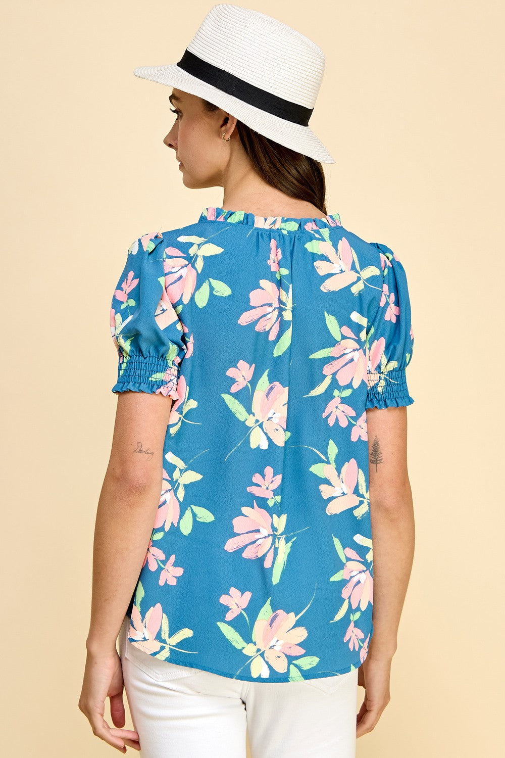 Simply Bloom Floral Top - Denim