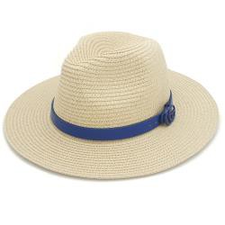 Royal Blue Color Band Straw Panama Hat