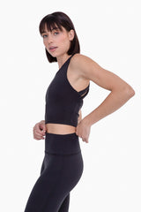 Strap Back Cropped Top with Built-In Sports Bra