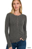 Textured Snap Button Long Sleeve Top - Final Sale