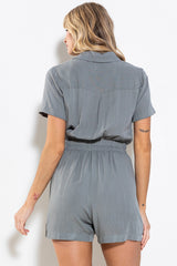 Leave It To Me Solid Short Sleeve Romper