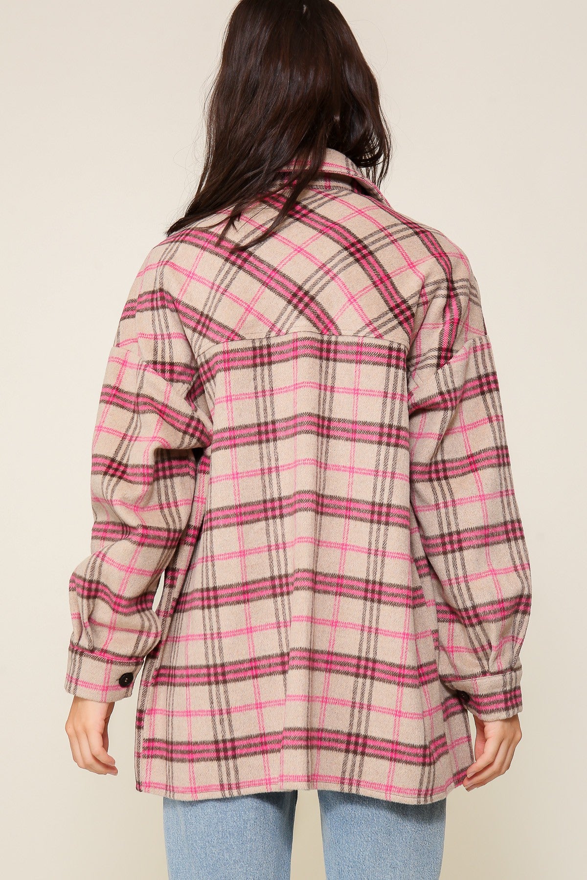 Pink Plaid Oversized Shacket