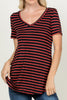 V-Neck Stripe Short Sleeve Top