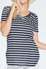 V-Neck Stripe Short Sleeve Top