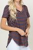 V-Neck Stripe Short Sleeve Top