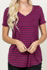 V-Neck Stripe Short Sleeve Top