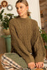 Mock Neck Balloon Sleeve Cable Knit Sweater | POL *New Colors *PREORDER ITEM*