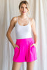 Hot Pink Solid Front Tuck Shorts - Final Sale