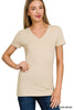 The Aria Basic Cotton V-neck Short Sleeve Tee | Zenana (5 COLORS) *DEAL*