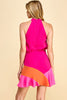 Magenta Halter Colorblock Dress - Final Sale