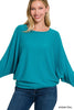 Ribbed Dolman Long Sleeve Boat Neck Sweater - Final Sale